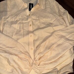 Express Cream Button-Up Blouse